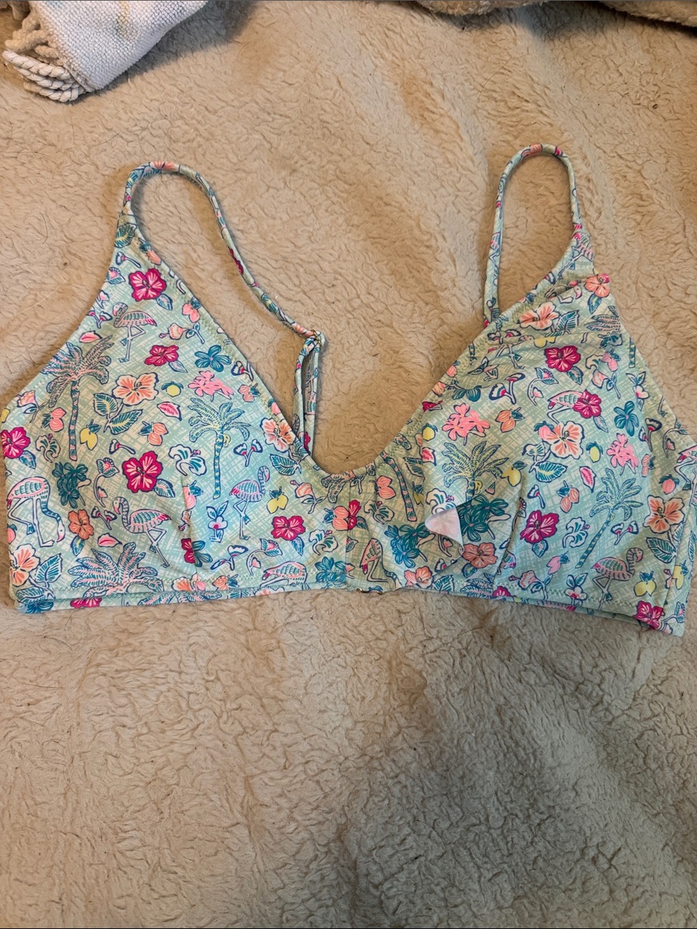 Vineyard Vines Bikini Swimsuit Top Mint with Pink & Teal Floral Print XL